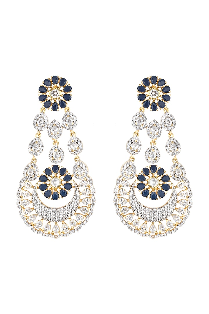 Gold plated faux diamond and sapphire earrings by Aster at Pernia's Pop Up Shop