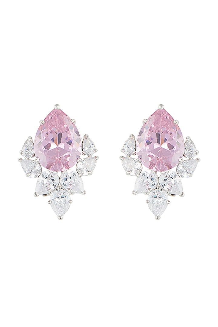 Silver plated faux ruby and pearl stud earrings by Aster at Pernia's Pop Up Shop