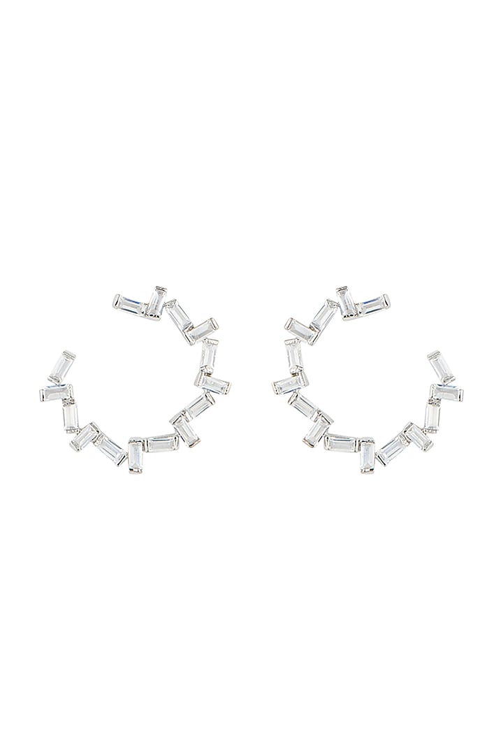 Silver plated faux diamond hoop earrings by Aster at Pernia's Pop Up Shop