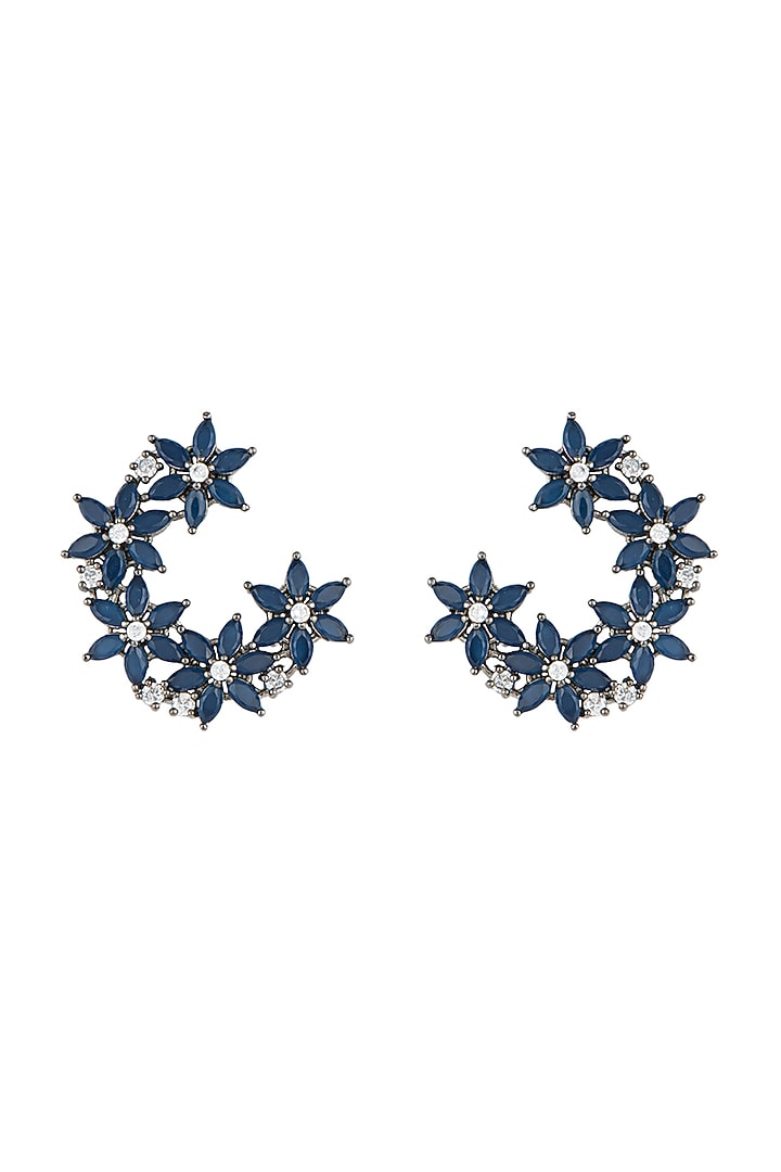 Silver plated faux sapphire floral earrings by Aster at Pernia's Pop Up Shop