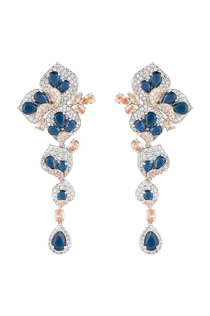 Silver plated faux sapphire and diamond earrings by Aster at Pernia's Pop Up Shop