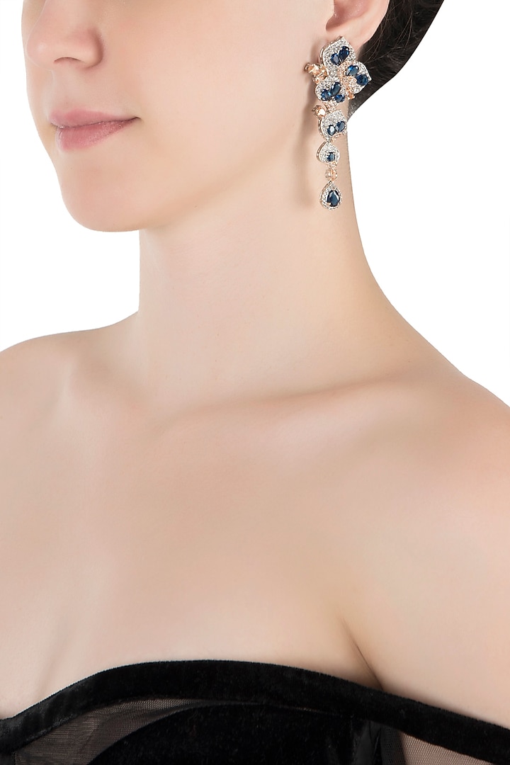 Silver plated faux sapphire and diamond earrings by Aster at Pernia's Pop Up Shop