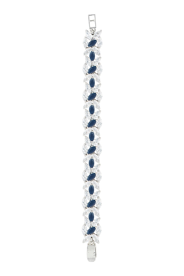SIlver plated faux sapphire and diamond bracelet by Aster at Pernia's Pop Up Shop