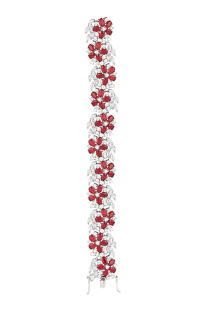 Silver plated faux ruby and diamond bracelet by Aster at Pernia's Pop Up Shop