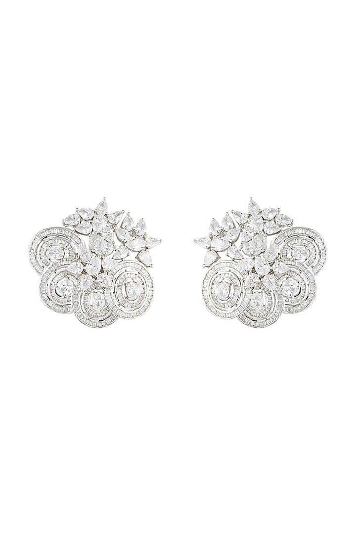 Silver plated faux diamond stud earrings by Aster at Pernia's Pop Up Shop