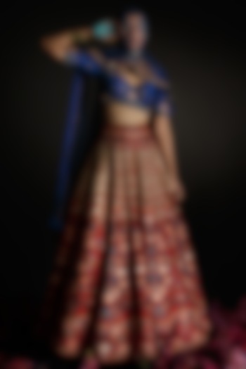 Red Thread Embroidered Bridal Lehenga Set by Ahanthem by Reena at Pernia's Pop Up Shop