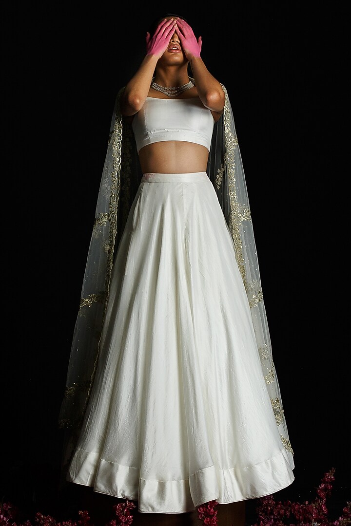 Ivory Silk Wedding Lehenga Set by Ahanthem by Reena at Pernia's Pop Up Shop
