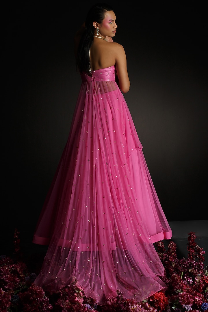 Pink Raw Silk Wedding Lehenga Set by Ahanthem by Reena at Pernia's Pop Up Shop