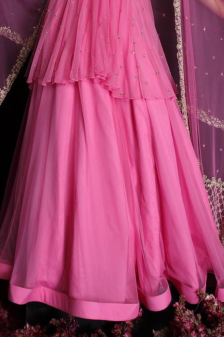 Pink Raw Silk Wedding Lehenga Set by Ahanthem by Reena at Pernia's Pop Up Shop