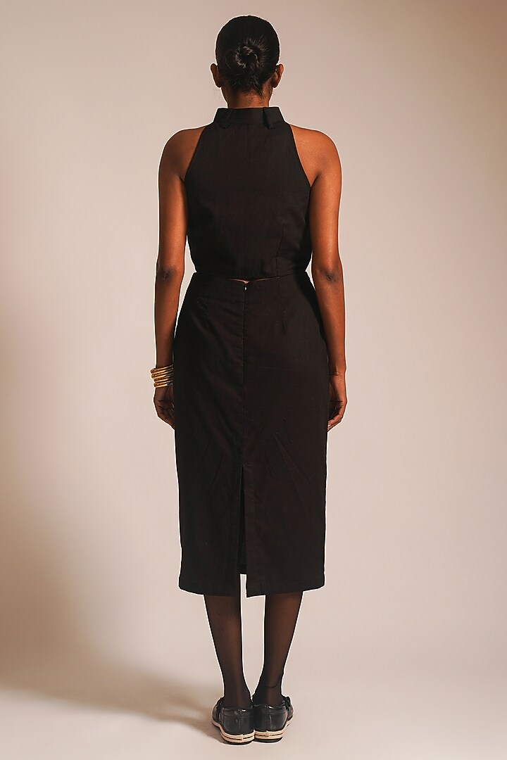 Black Cotton Dori Embellished Crop Top by ATBW | All Things Black & White at Pernia's Pop Up Shop