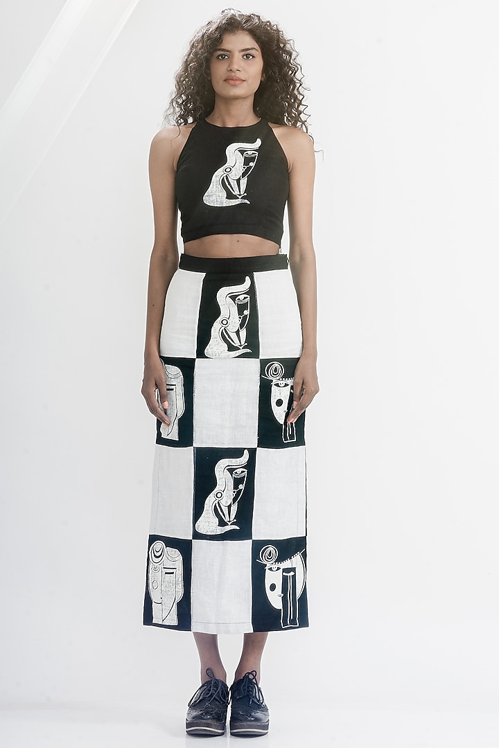 Black & White Linen Gauze Printed Crop Top by ATBW | All Things Black & White