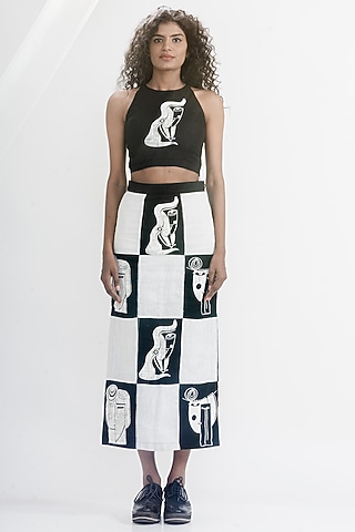 Black & White Linen Gauze Printed Crop Top by ATBW | All Things Black & White