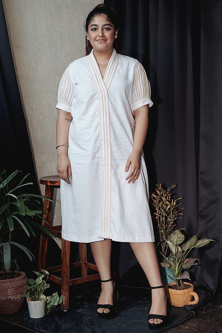 White Khadi Cotton Summer Dress by ATBW | All Things Black & White at Pernia's Pop Up Shop