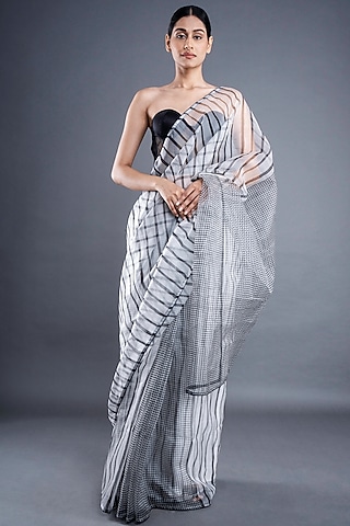 Black & White Block Printed Saree by ATBW | All Things Black & White