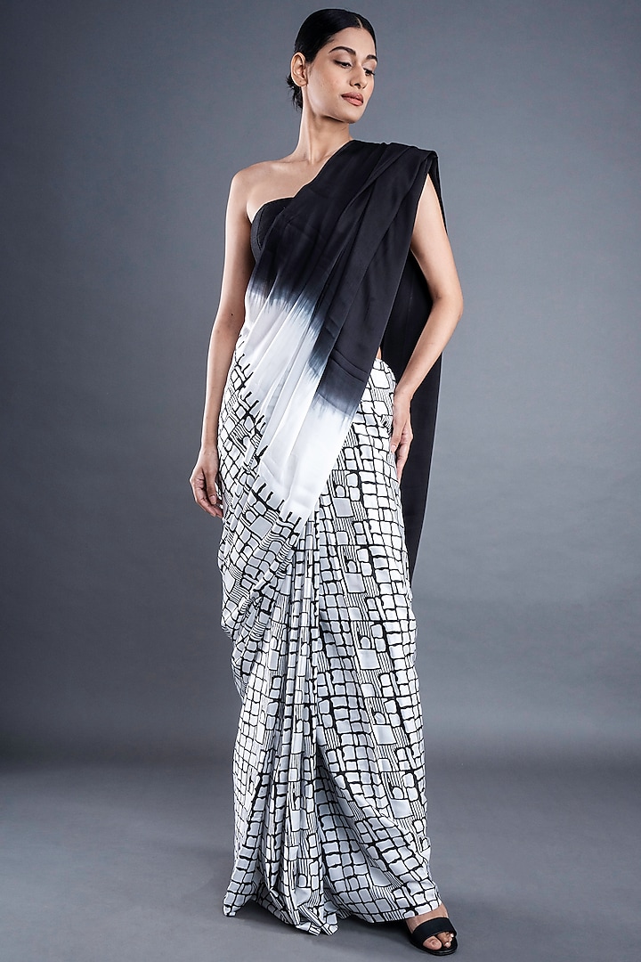 Black & White Printed Saree by ATBW | All Things Black & White