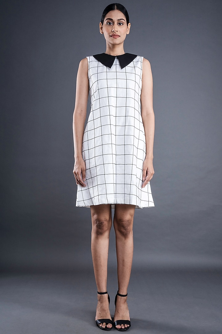 Black & White A-Line Khadi Cotton Dress by ATBW | All Things Black & White