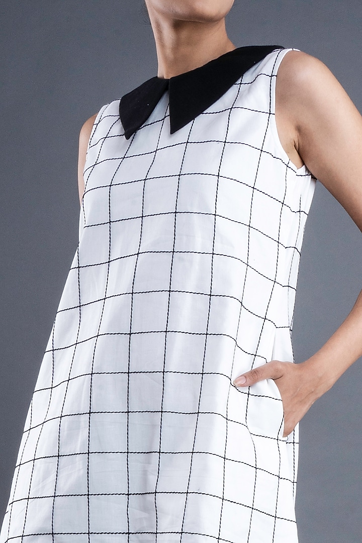 Black & White A-Line Khadi Cotton Summer Dress by ATBW | All Things Black & White at Pernia's Pop Up Shop