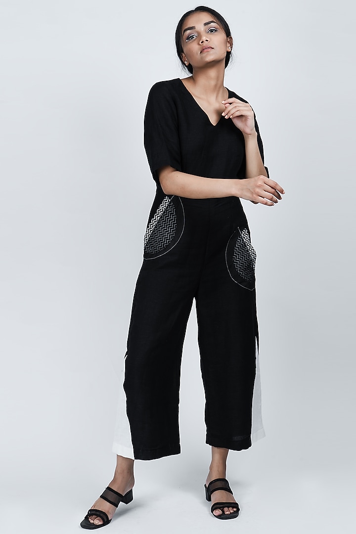 Black Cotton Linen Jumpsuit by ATBW | All Things Black & White