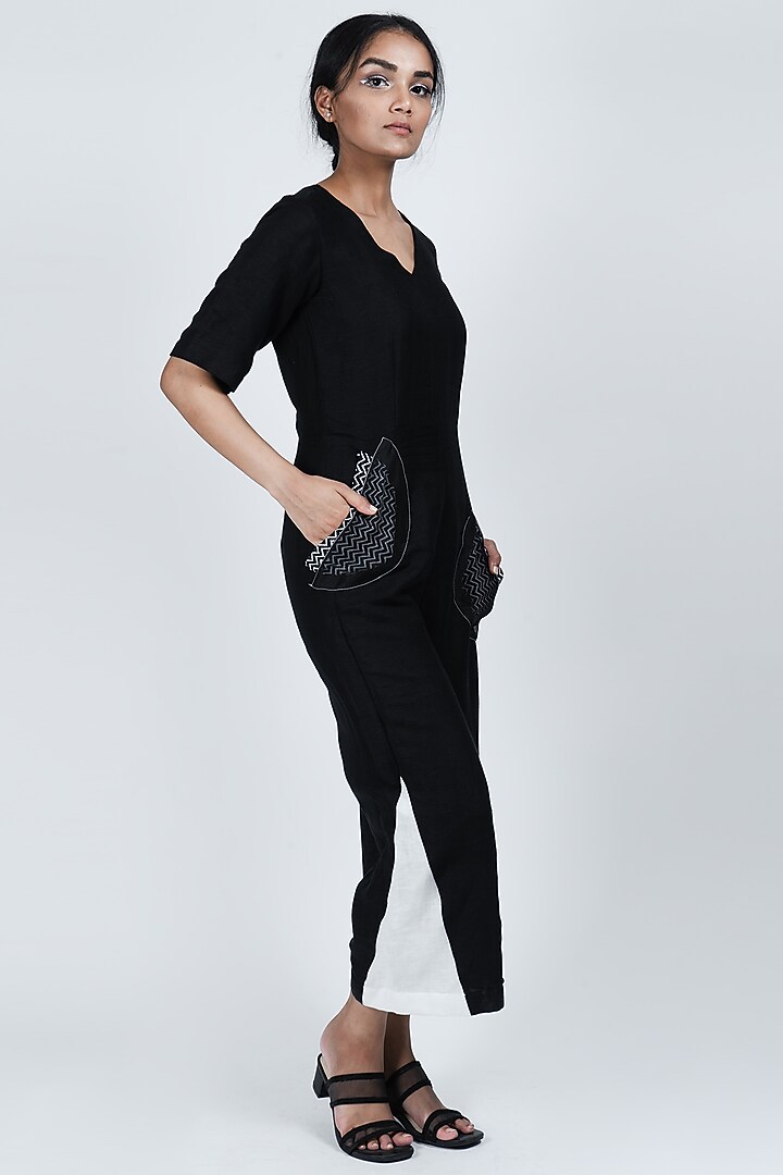 Black Cotton Linen Jumpsuit by ATBW | All Things Black & White at Pernia's Pop Up Shop