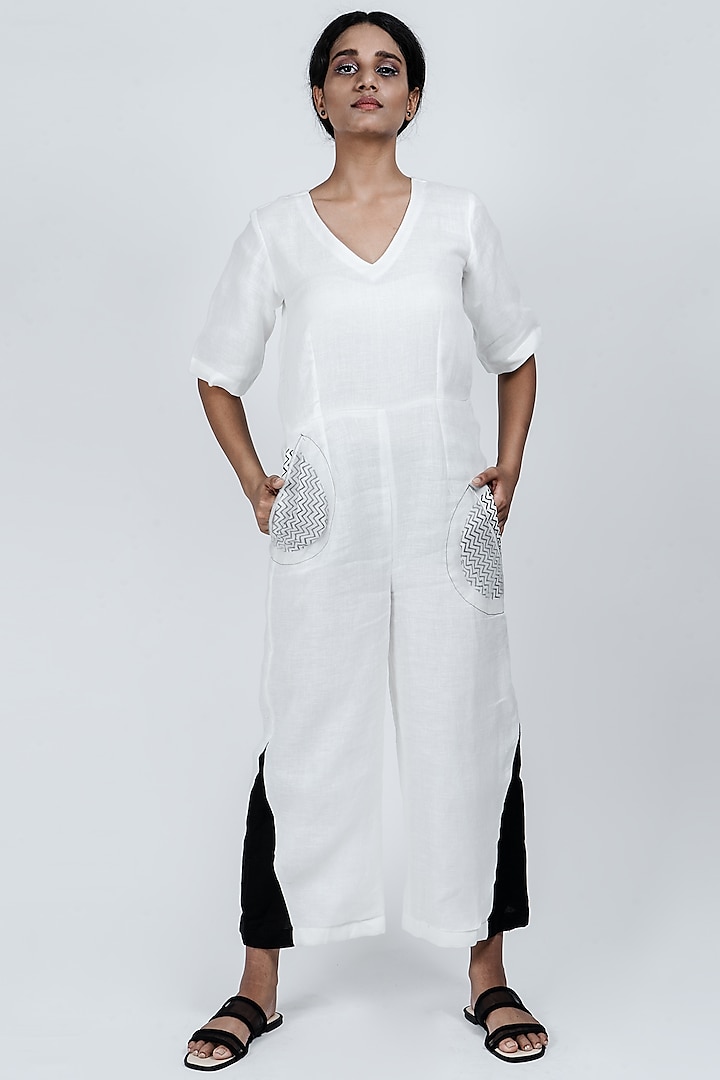 White Cotton Linen Jumpsuit by ATBW | All Things Black & White
