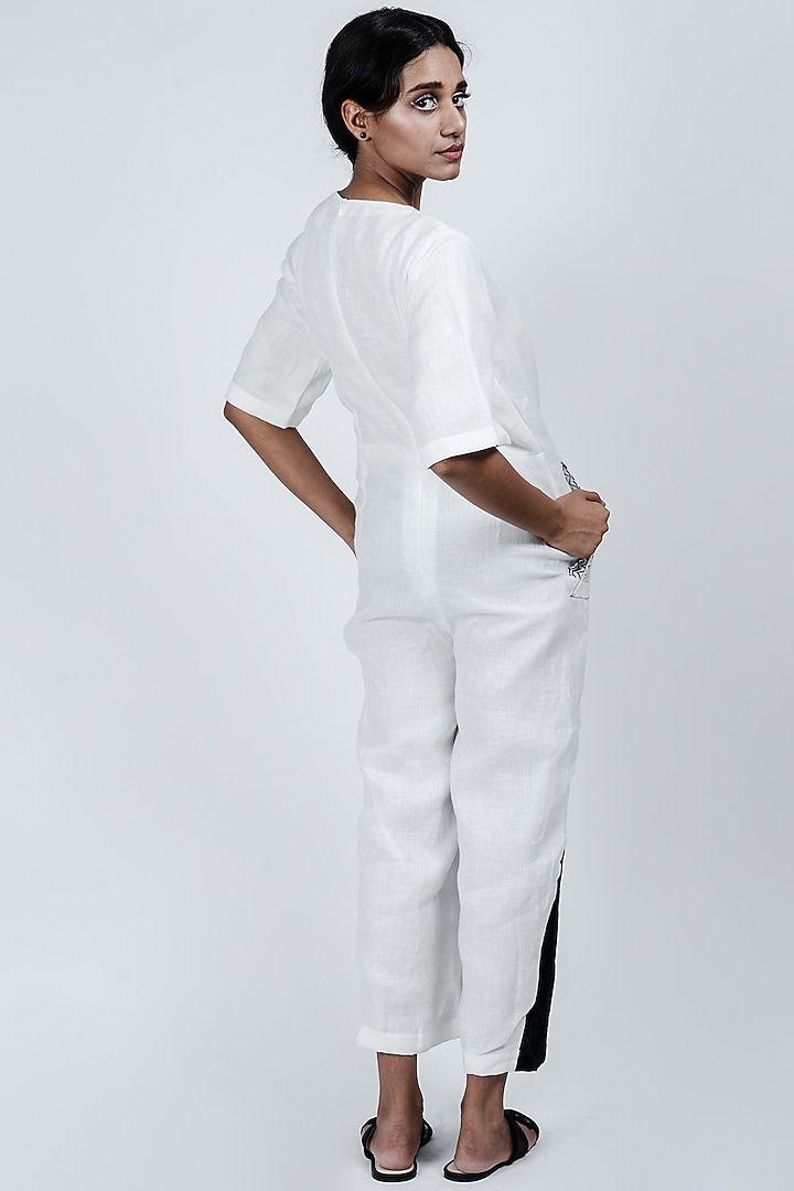 White Cotton Linen Jumpsuit by ATBW | All Things Black & White at Pernia's Pop Up Shop