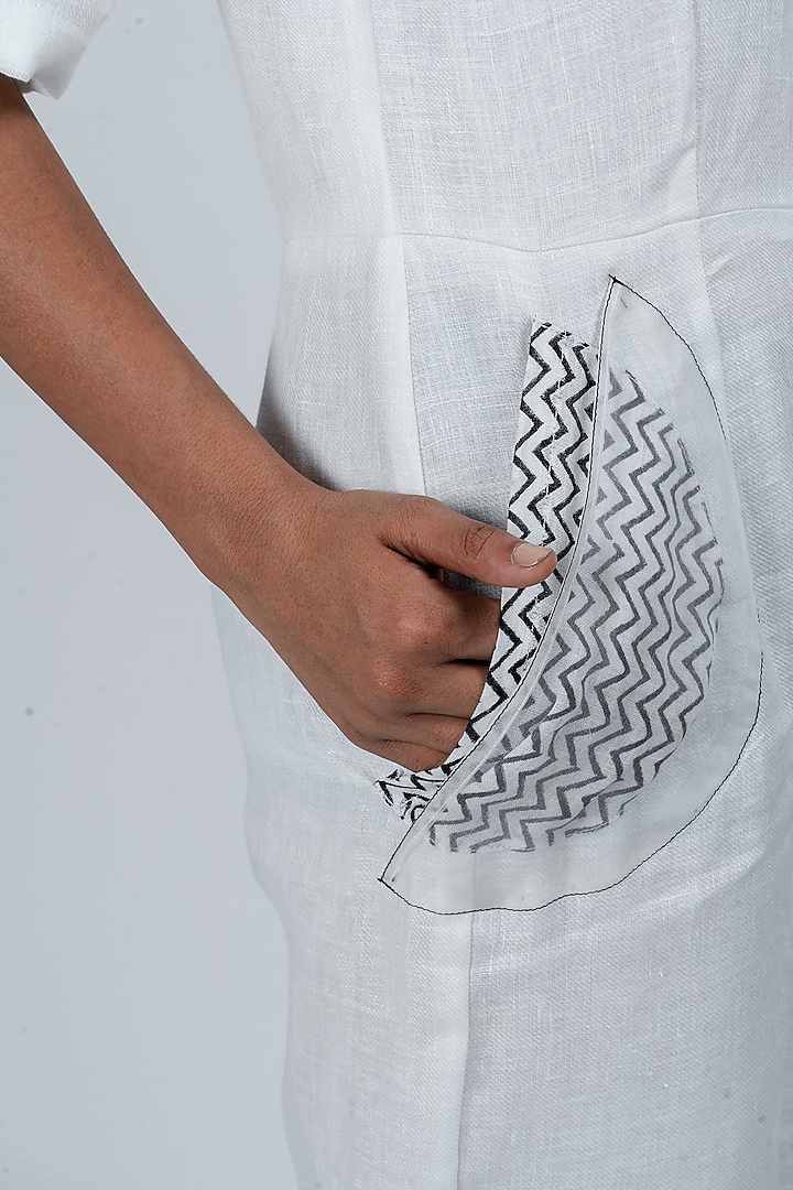 White Cotton Linen Jumpsuit by ATBW | All Things Black & White at Pernia's Pop Up Shop