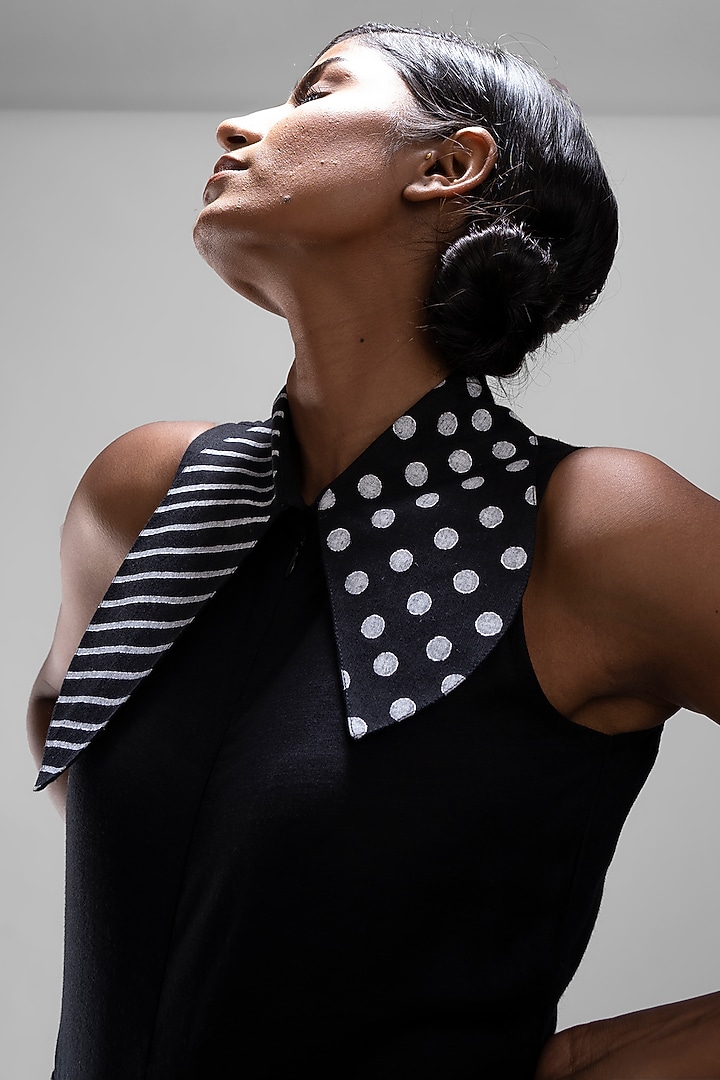 Black Khadi Cotton Bodysuit by ATBW | All Things Black & White at Pernia's Pop Up Shop