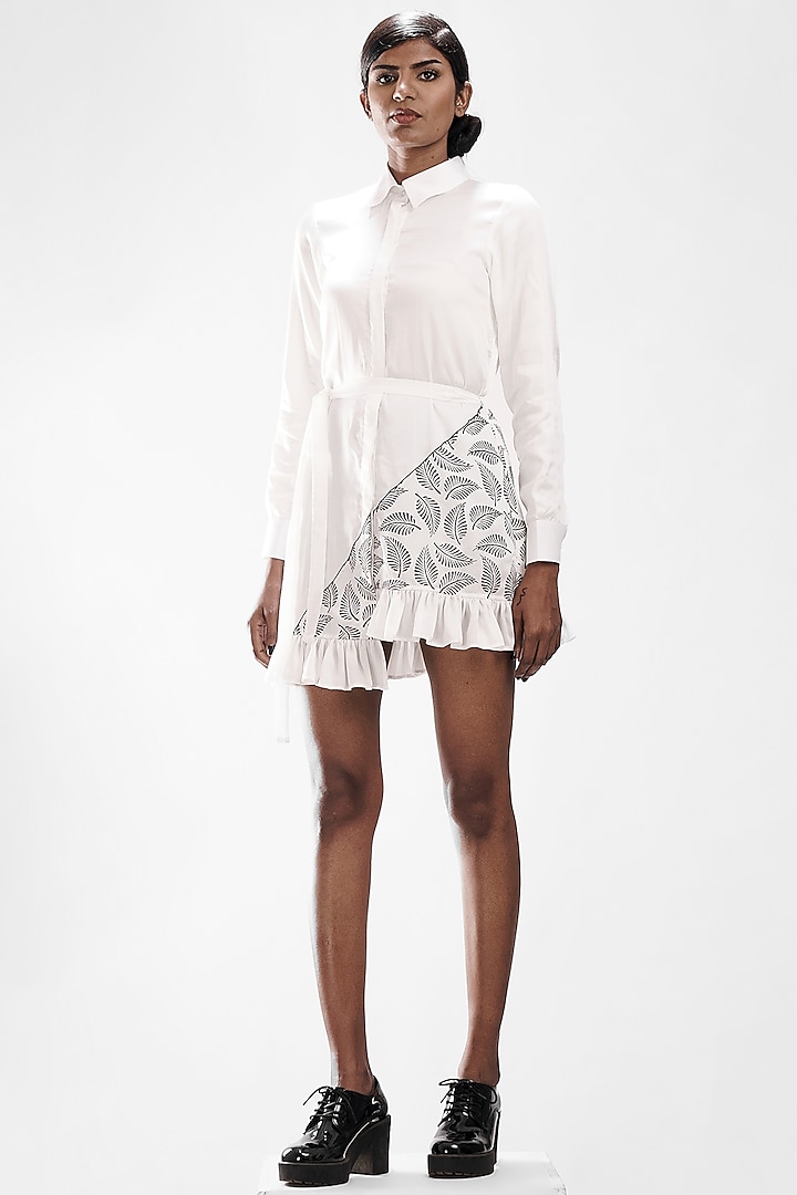 White Satin Frilled Dress by ATBW | All Things Black & White