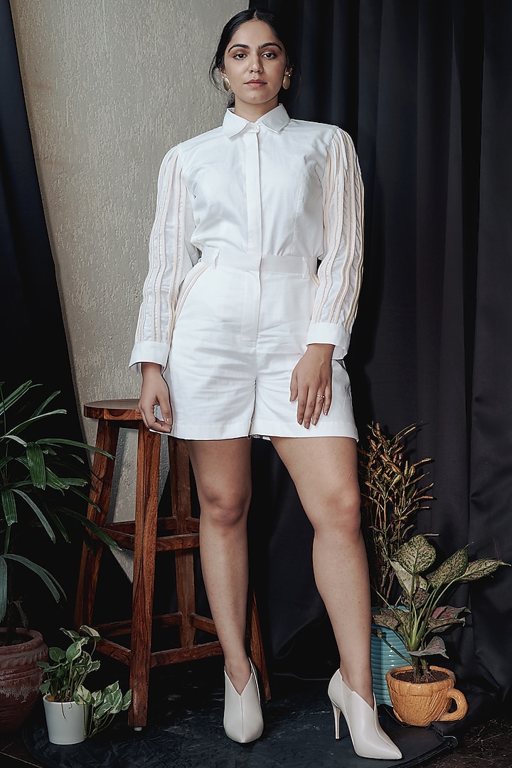 White Khadi Cotton Shorts by ATBW | All Things Black & White