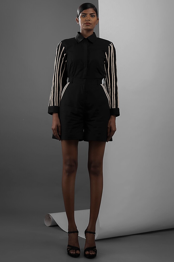 Black Khadi Cotton Shorts by ATBW | All Things Black & White