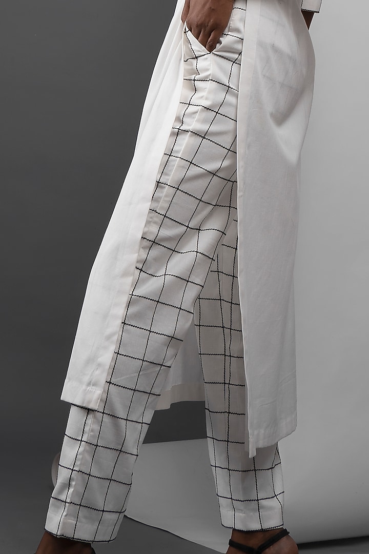 White Cotton Printed Pants by ATBW | All Things Black & White at Pernia's Pop Up Shop