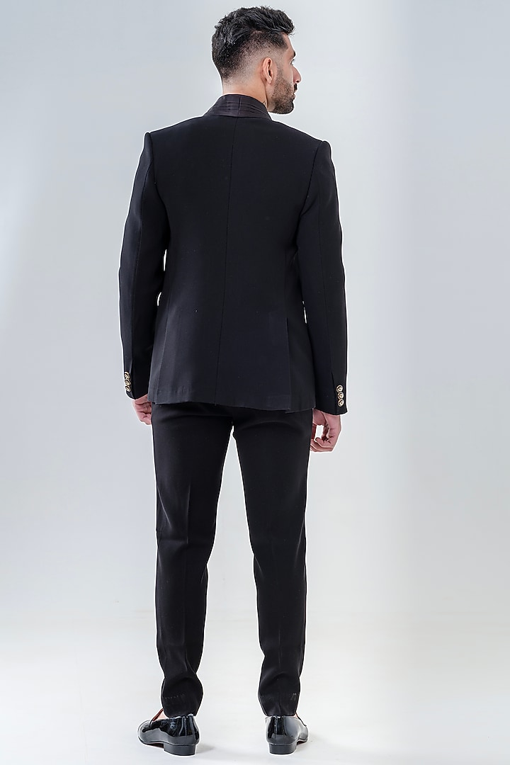 Black Japenese Polyester Tuxedo Set by Amrit Dawani at Pernia's Pop Up Shop