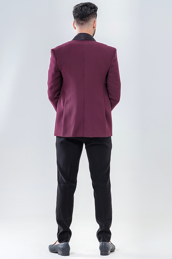 Maroon Japanese Polyester Tuxedo Set by Amrit Dawani at Pernia's Pop Up Shop