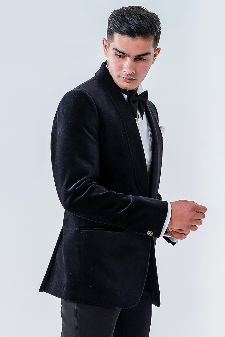 Black Velvet Tuxedo Set by Amrit Dawani at Pernia's Pop Up Shop
