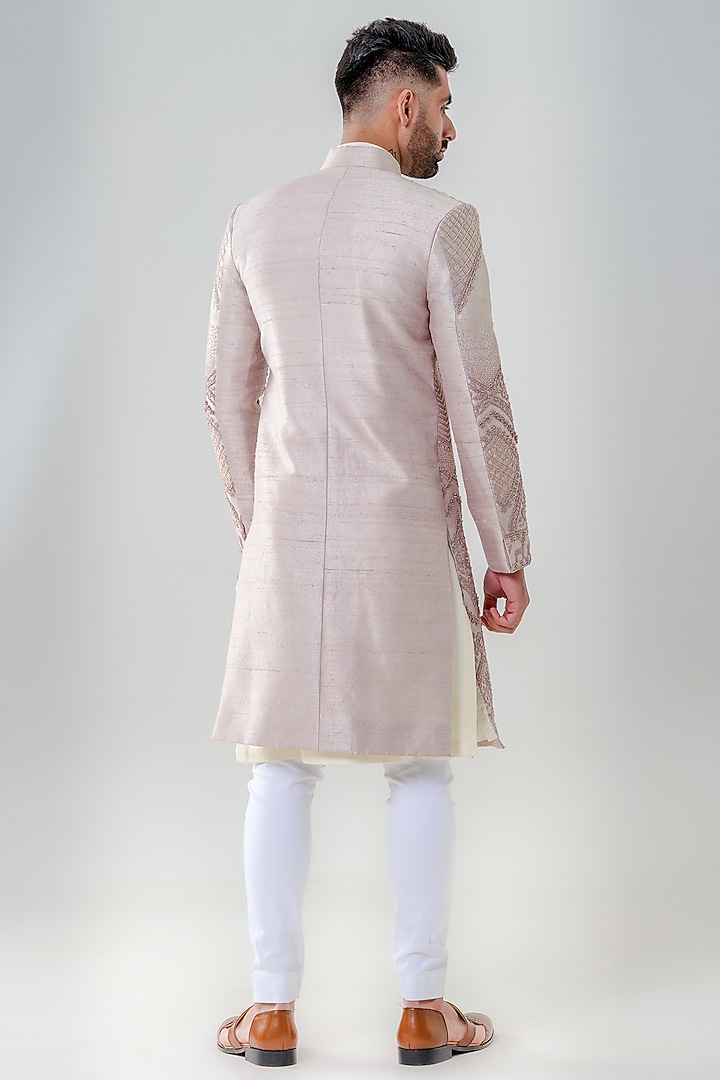 Moon Dust Raw Silk Embellished Groom Sherwani Set by Amrit Dawani at Pernia's Pop Up Shop