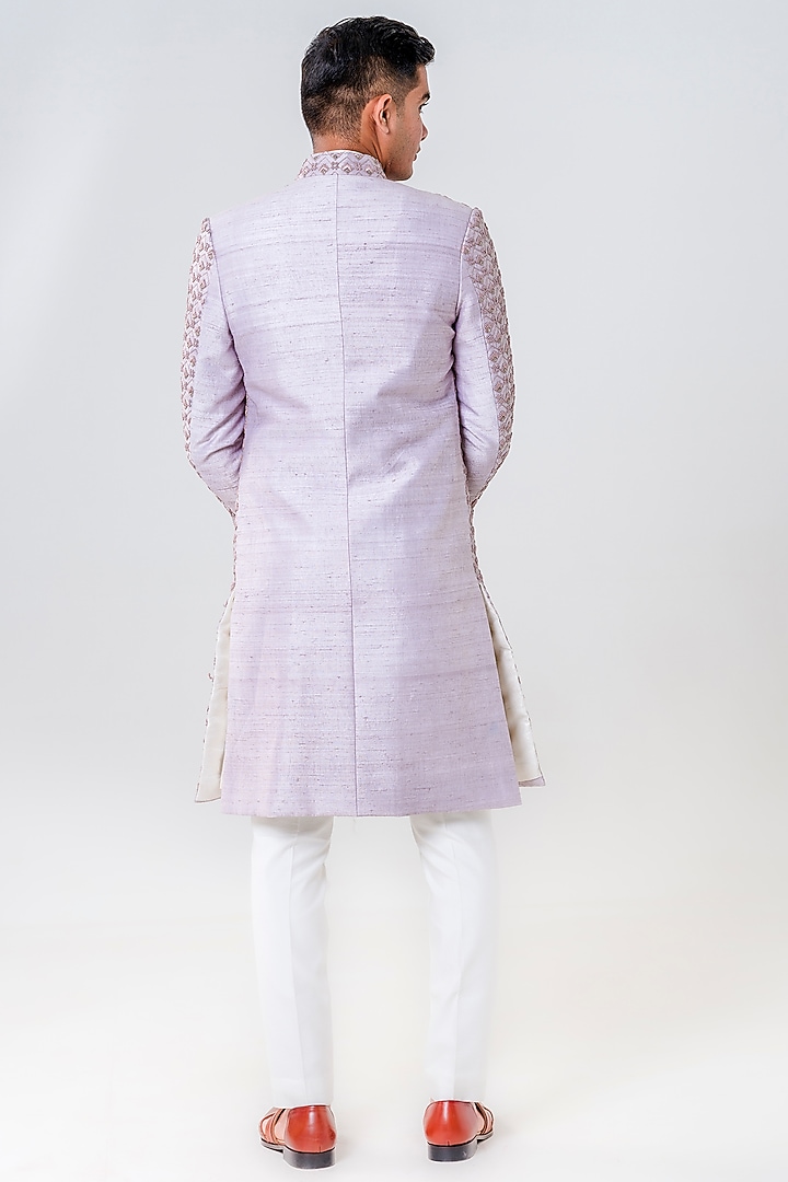 Moon Dust Raw Silk Embellished Groom Sherwani Set by Amrit Dawani at Pernia's Pop Up Shop