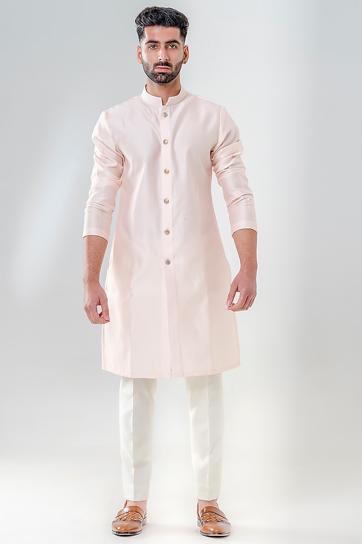 Pink Cotton Silk Kurta Set by Amrit Dawani at Pernia's Pop Up Shop