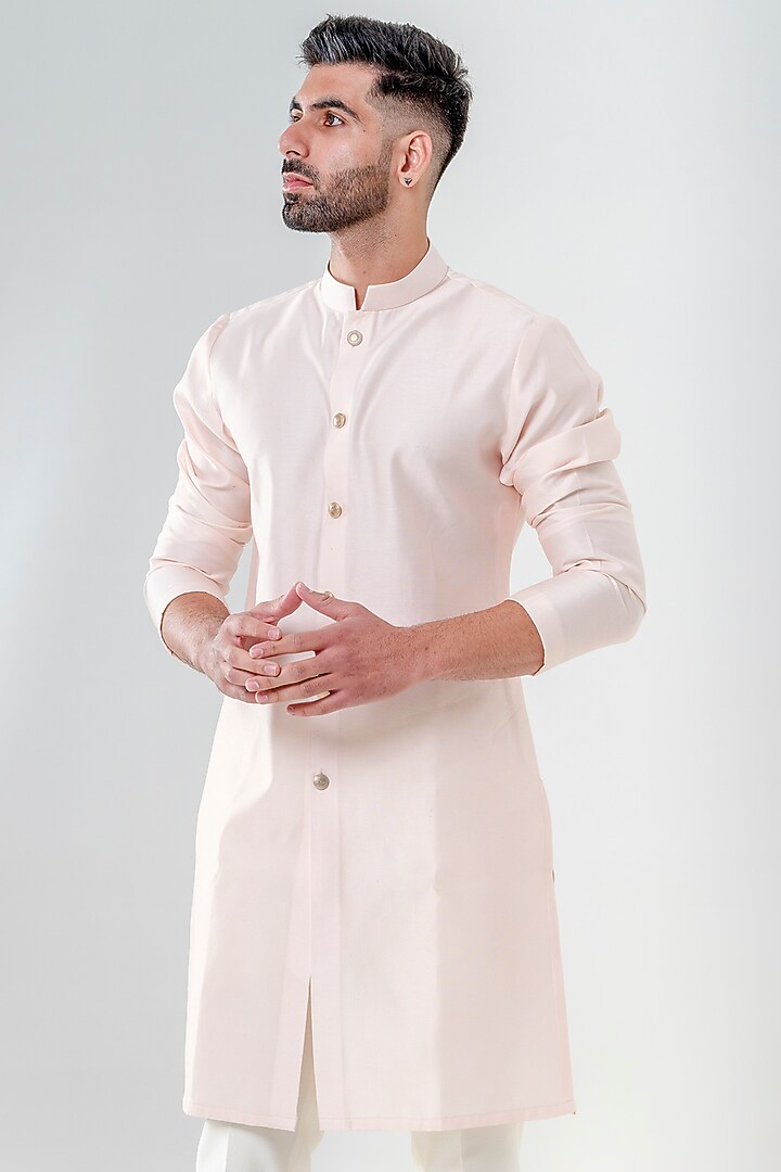 Pink Cotton Silk Kurta Set by Amrit Dawani at Pernia's Pop Up Shop