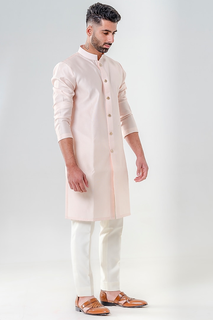Pink Cotton Silk Kurta Set by Amrit Dawani at Pernia's Pop Up Shop