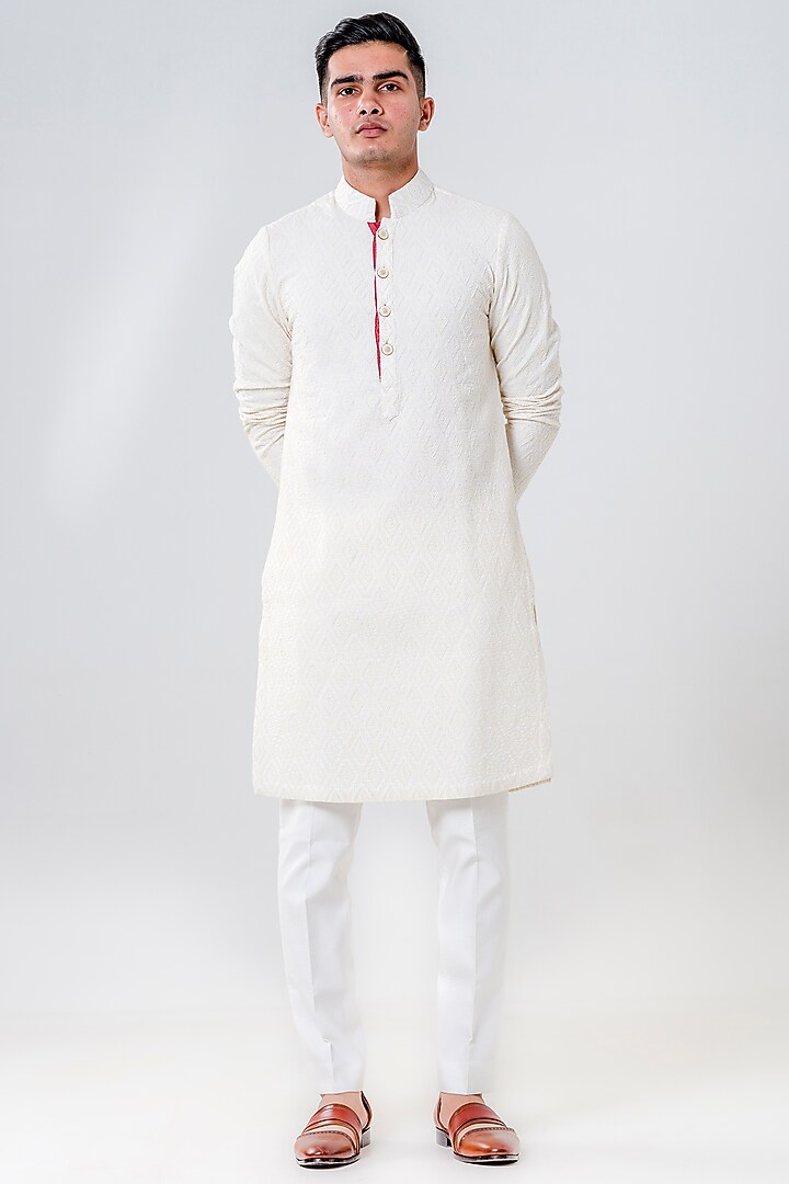 Pink Cotton Silk Kurta Set by Amrit Dawani at Pernia's Pop Up Shop