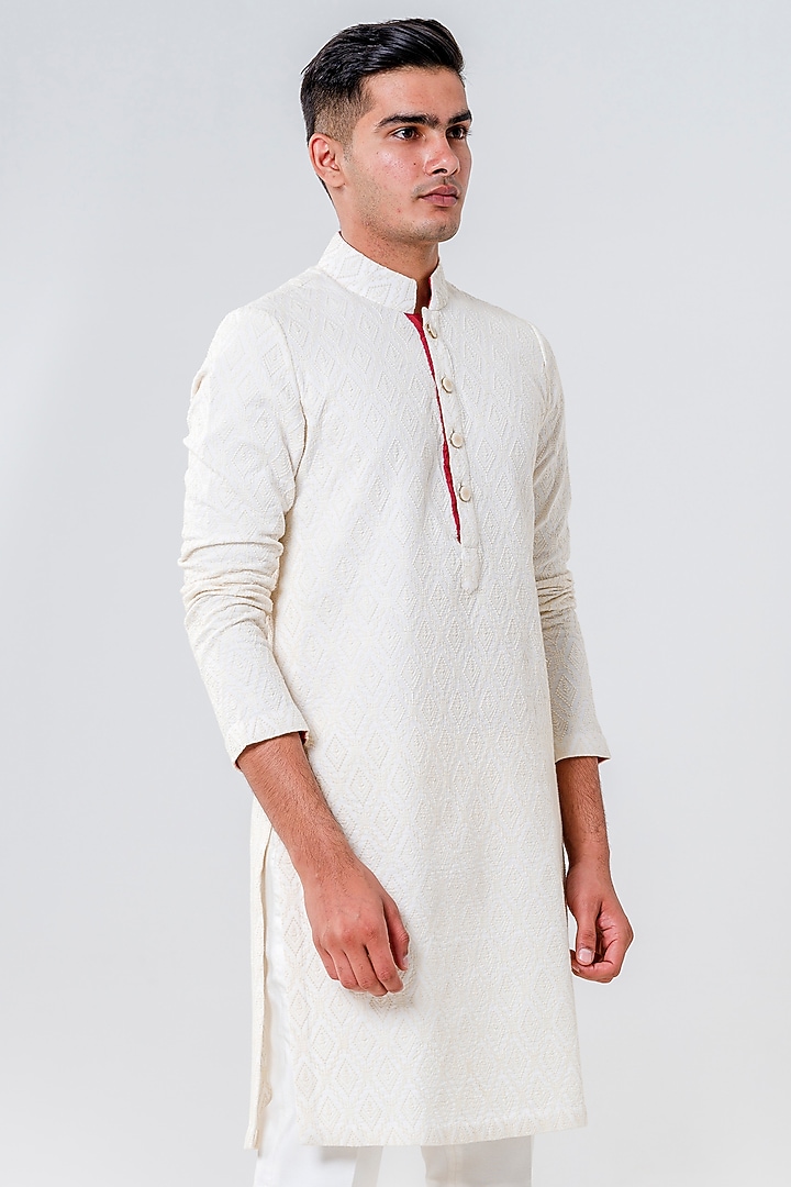 Pink Cotton Silk Kurta Set by Amrit Dawani at Pernia's Pop Up Shop