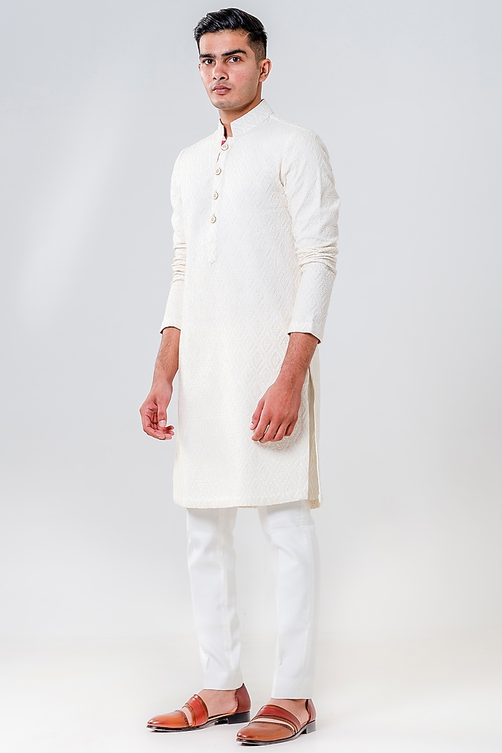 Pink Cotton Silk Kurta Set by Amrit Dawani at Pernia's Pop Up Shop