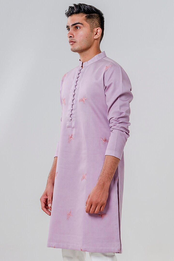Moon Dust Chanderi Cotton Silk Motifs Embroidered Kurta Set by Amrit Dawani at Pernia's Pop Up Shop