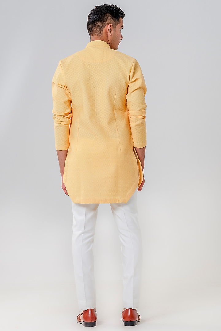 Yellow Chanderi Silk Kurta Set by Amrit Dawani at Pernia's Pop Up Shop