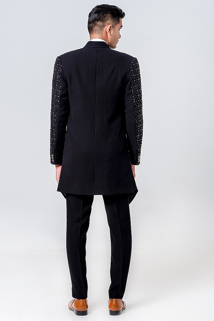 Black Japenese Embellished Jacket Set by Amrit Dawani at Pernia's Pop Up Shop