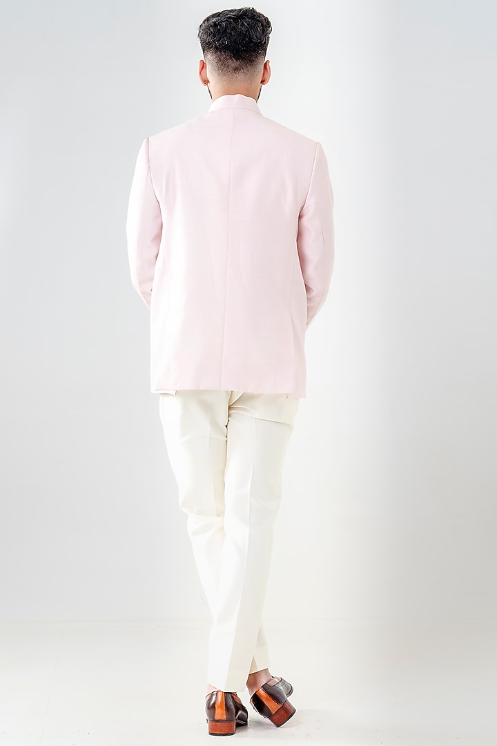 Pink Dupion Silk Embroidered Jodhpuri Set by Amrit Dawani at Pernia's Pop Up Shop