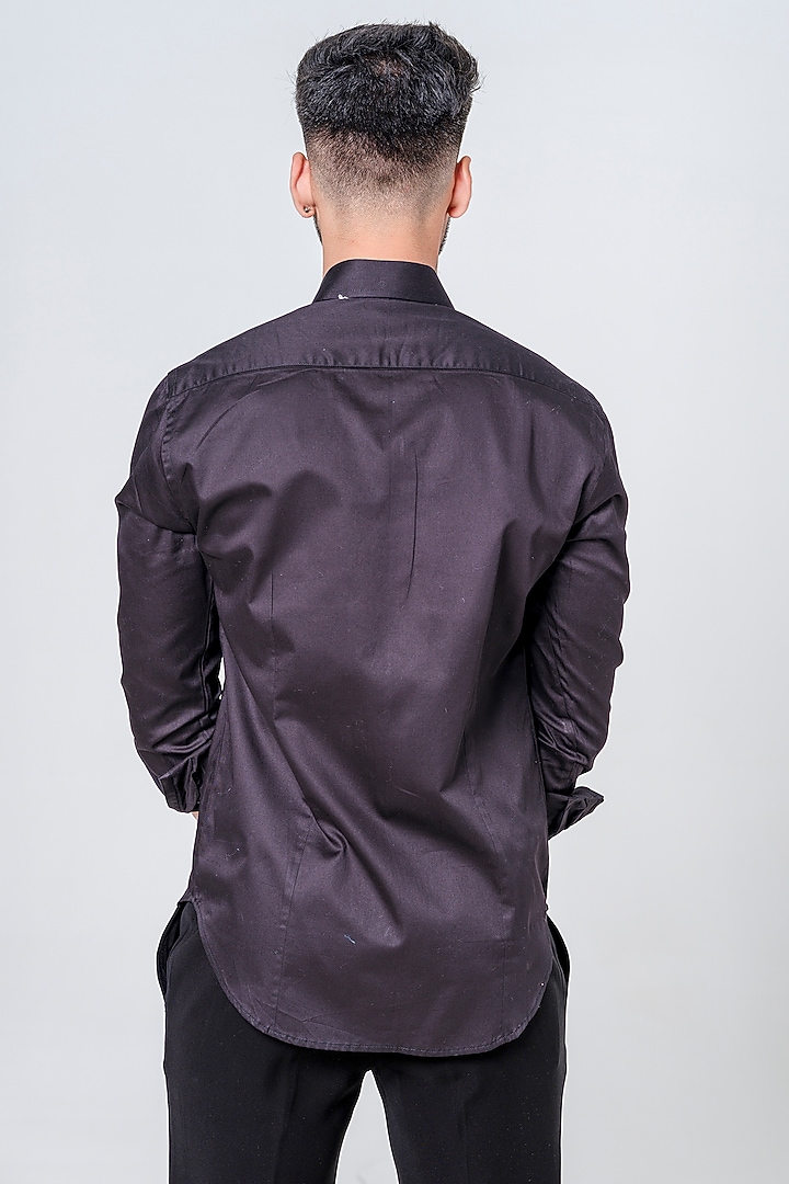 Black Cotton Handpainted Party Wear Shirt by Amrit Dawani at Pernia's Pop Up Shop