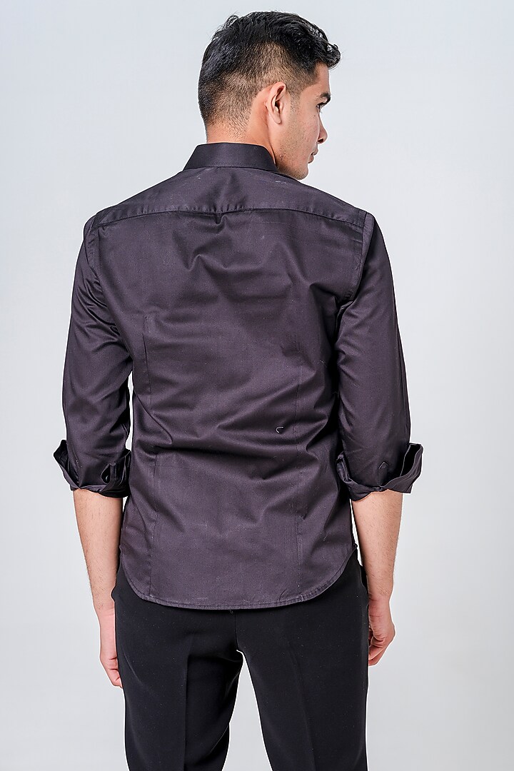 Black Cotton Party Wear Shirt by Amrit Dawani at Pernia's Pop Up Shop
