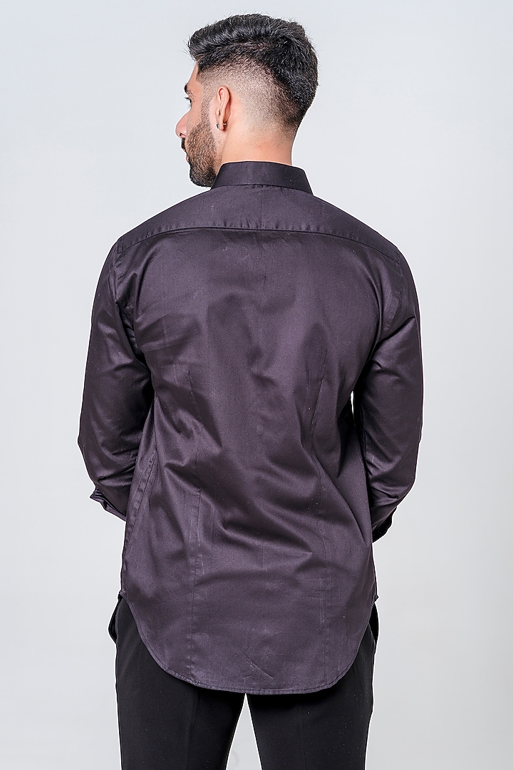 Black Cotton Handpainted Party Wear Shirt by Amrit Dawani at Pernia's Pop Up Shop