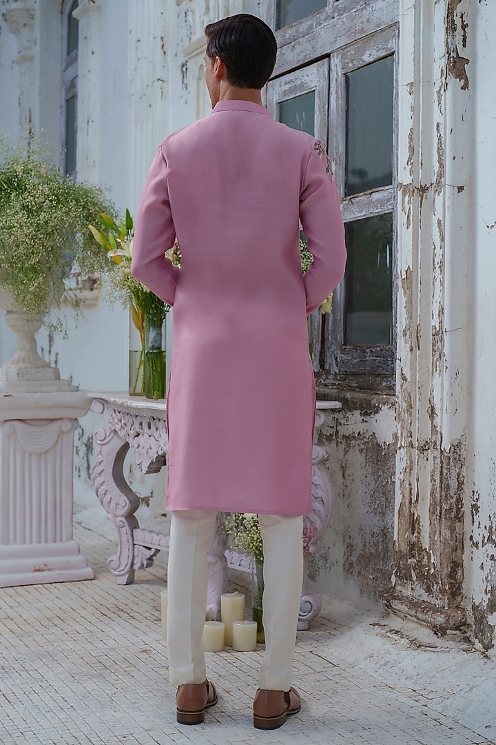 Plum Cotton Blend Hand Painted Kurta Set by Amrit Dawani at Pernia's Pop Up Shop